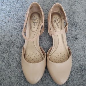 Life Stride Beige Ankle Strap Heels